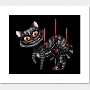 Cheshire Cat with Candlestick Red Version Posters and Art